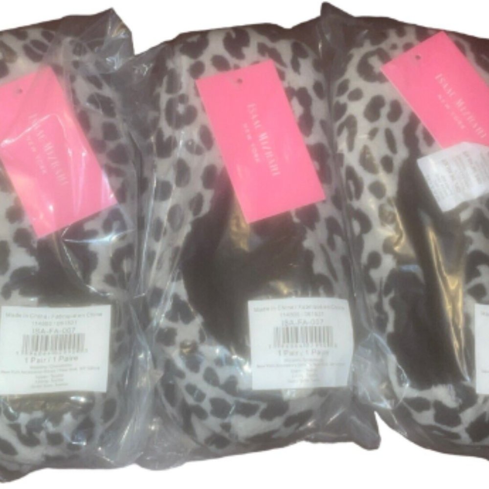 3x ISAAC MIZRAHI Women's Leopard (Grey/Black), Animal Print Slipper [NWT]